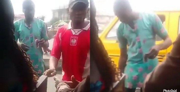 Conductor distributes “ogogoro” to his passengers as he insist they sanitize