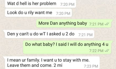 Wife shares screenshot of husband’s sidechick telling him to abandon his family